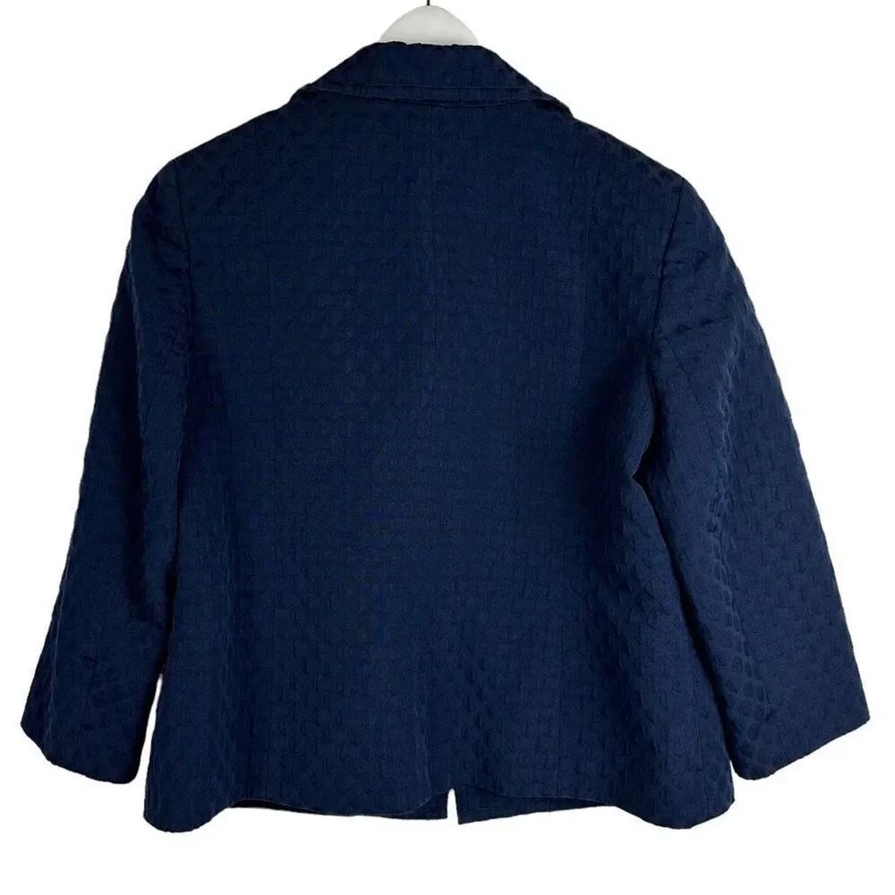 Talbots Blue Textured Blazer Jacket size 12 Rounded Collar - Picture 2 of 7